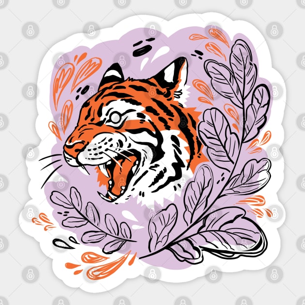 Tiger Attack 2 Sticker by MichelleScribbles